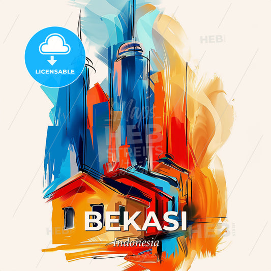 Vibrant Bekasi, Indonesia - A Painting Of A City - Square format print template