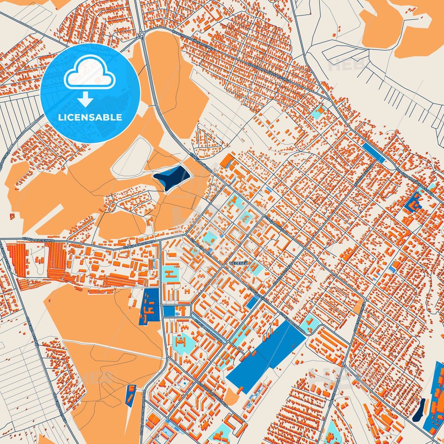 Colorful Belebey Street Map with Labels and Buildings