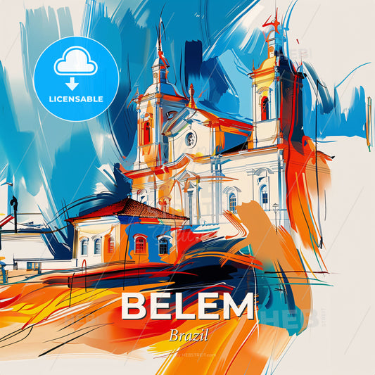 Vibrant Belem, Brazil - A Painting Of A Building - Square format print template