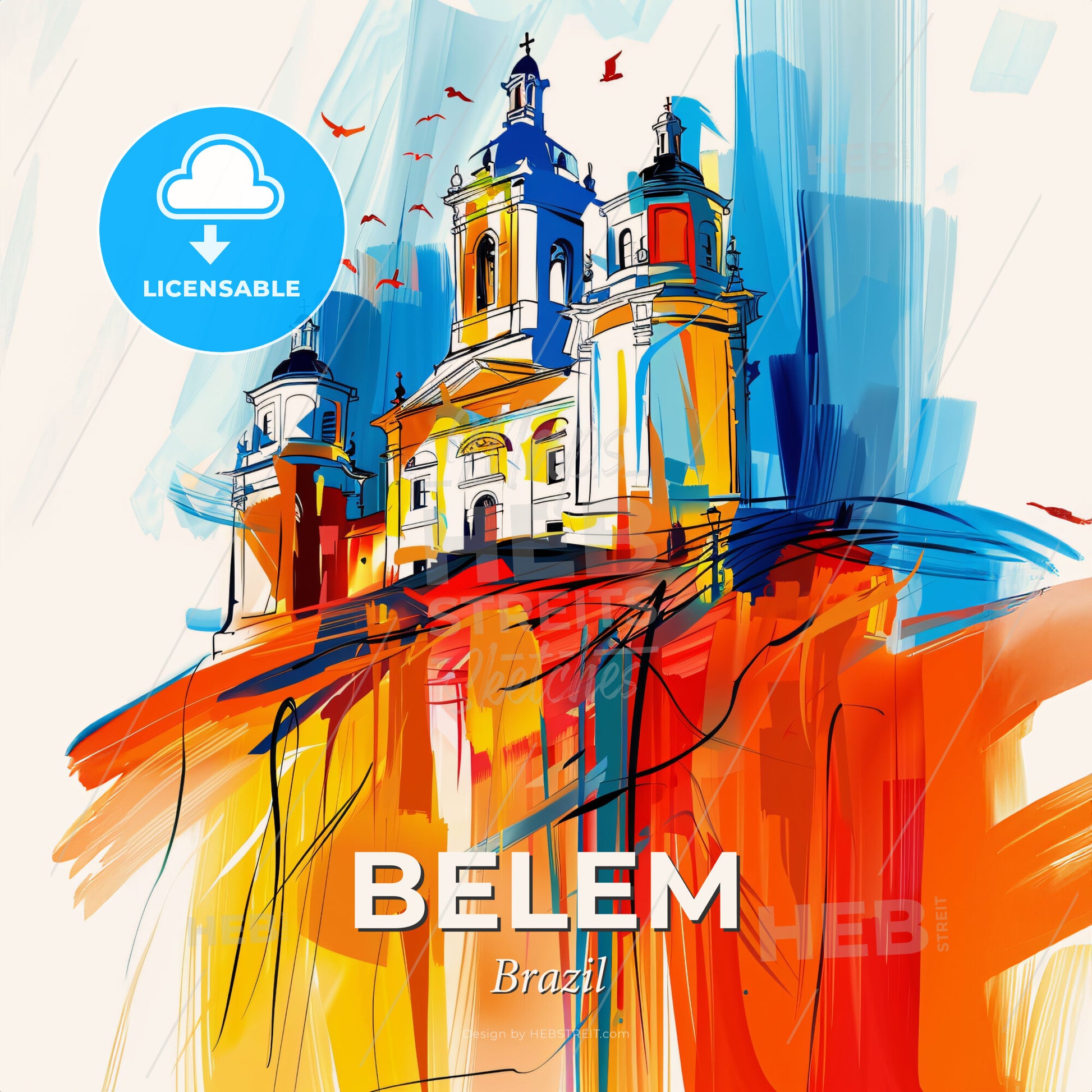 Vibrant Belem, Brazil - A Painting Of A Building - Square format print template