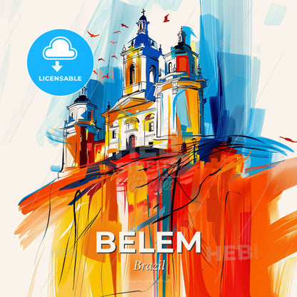 Vibrant Belem, Brazil - A Painting Of A Building - Square format print template