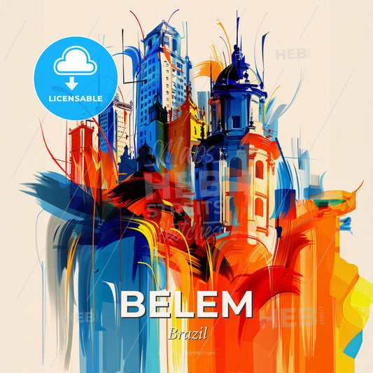 Vibrant Belem, Brazil - A Colorful Painting Of A Building - Square format print template