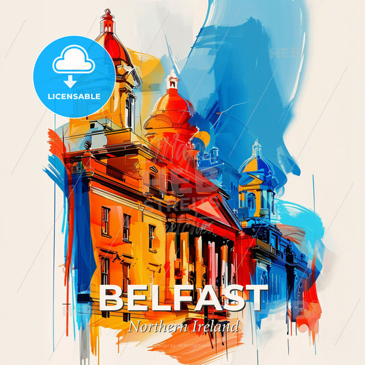 Vibrant Belfast, Northern Ireland - A Painting Of A Building - Square format print template