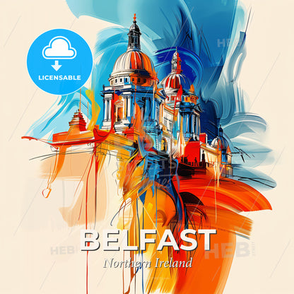 Vibrant Belfast, Northern Ireland - A Painting Of A Building - Square format print template