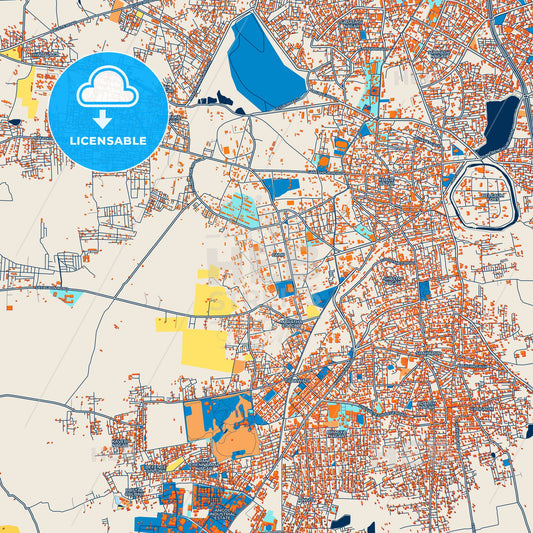 Colorful Belgaum Street Map with Labels and Buildings