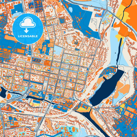 Colorful Belgorod Street Map with Labels and Buildings