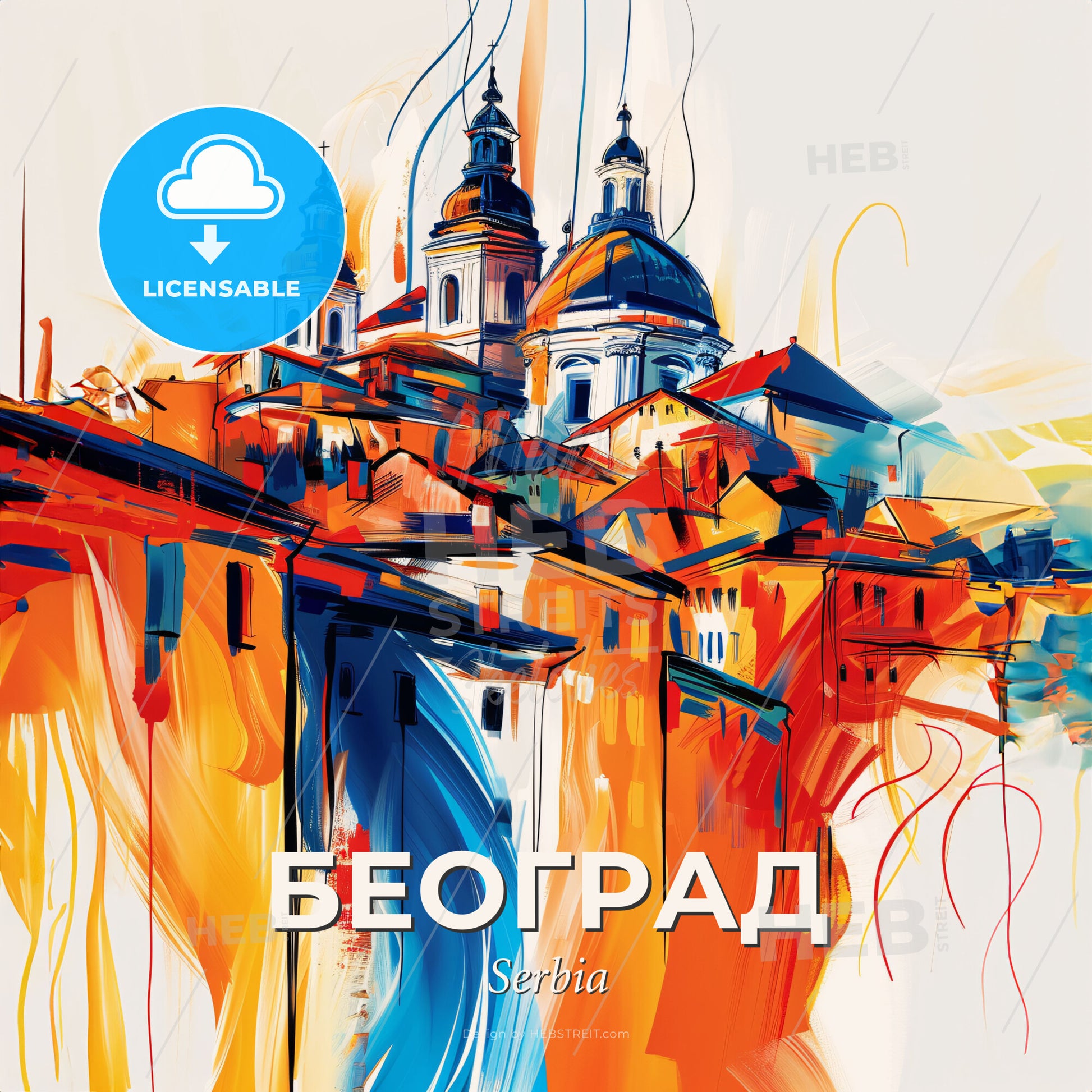 Vibrant Београд, Serbia - A Painting Of A City - Square format print template