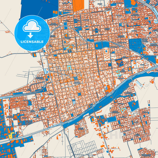 Colorful Belgrano Street Map with Labels and Buildings