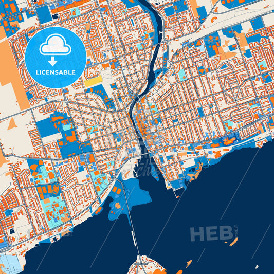 Colorful Belleville Street Map with Labels and Buildings