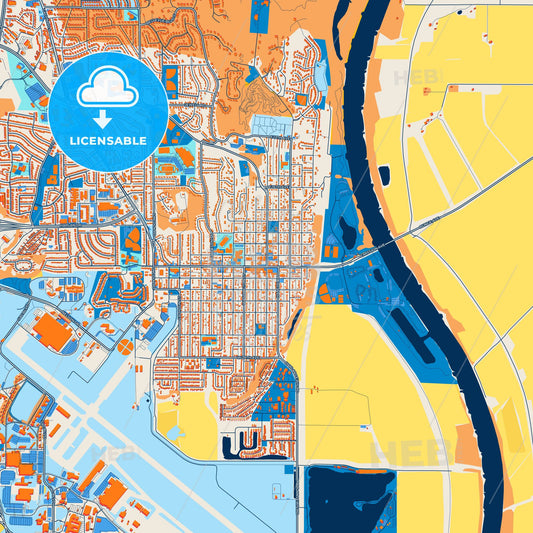 Colorful Bellevue Street Map with Labels and Buildings