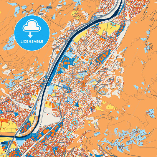 Colorful Bellinzona Street Map with Labels and Buildings