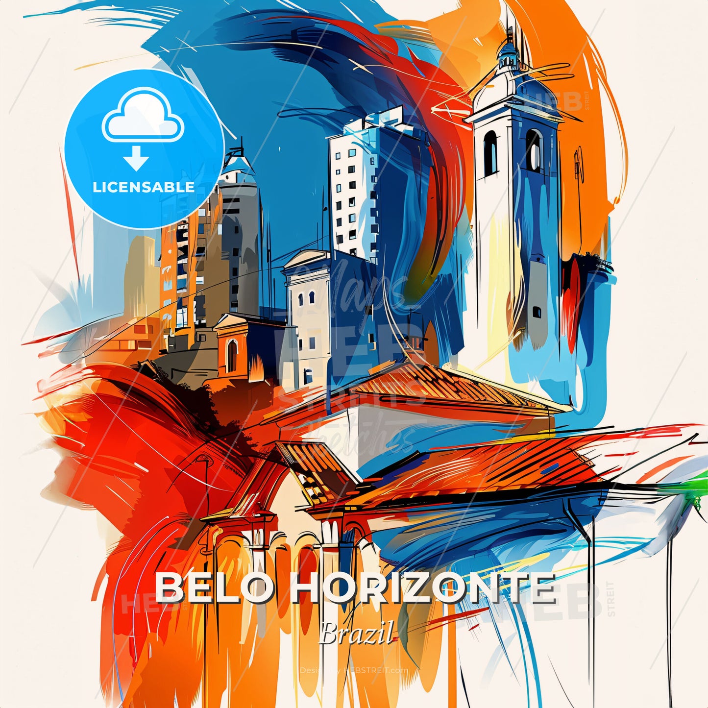 Vibrant Belo Horizonte, Brazil - A Painting Of A City - Square format print template