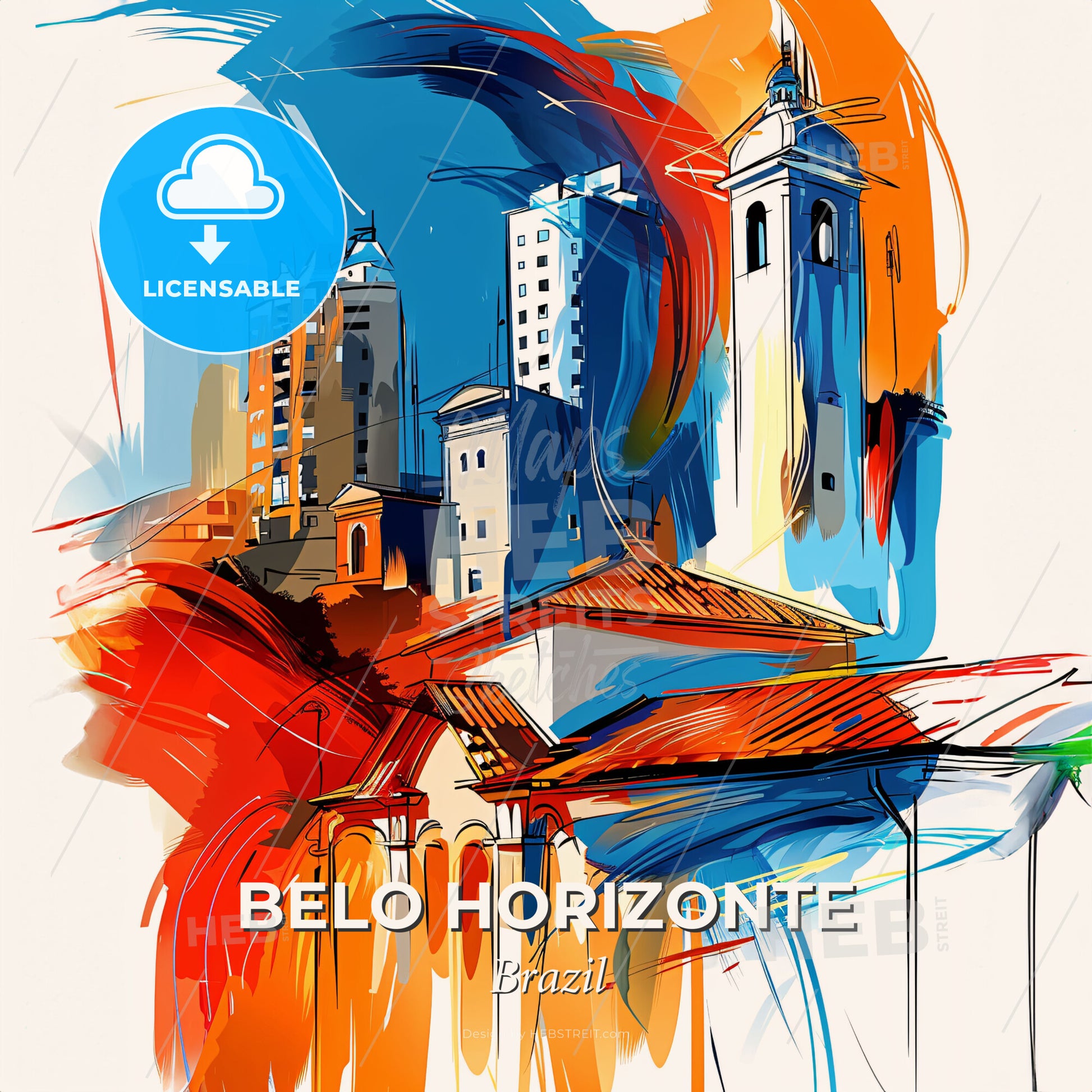 Vibrant Belo Horizonte, Brazil - A Painting Of A City - Square format print template