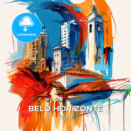 Vibrant Belo Horizonte, Brazil - A Painting Of A City - Square format print template