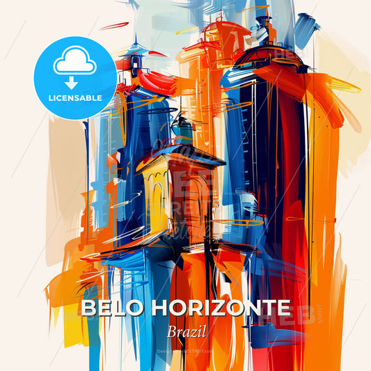 Vibrant Belo Horizonte, Brazil - A Colorful Painting Of Buildings - Square format print template