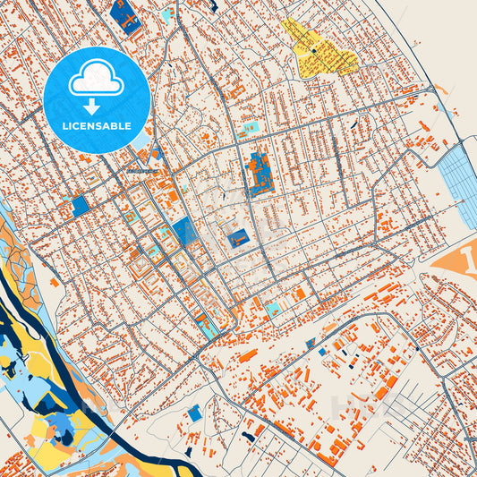 Colorful Belorechensk Street Map with Labels and Buildings