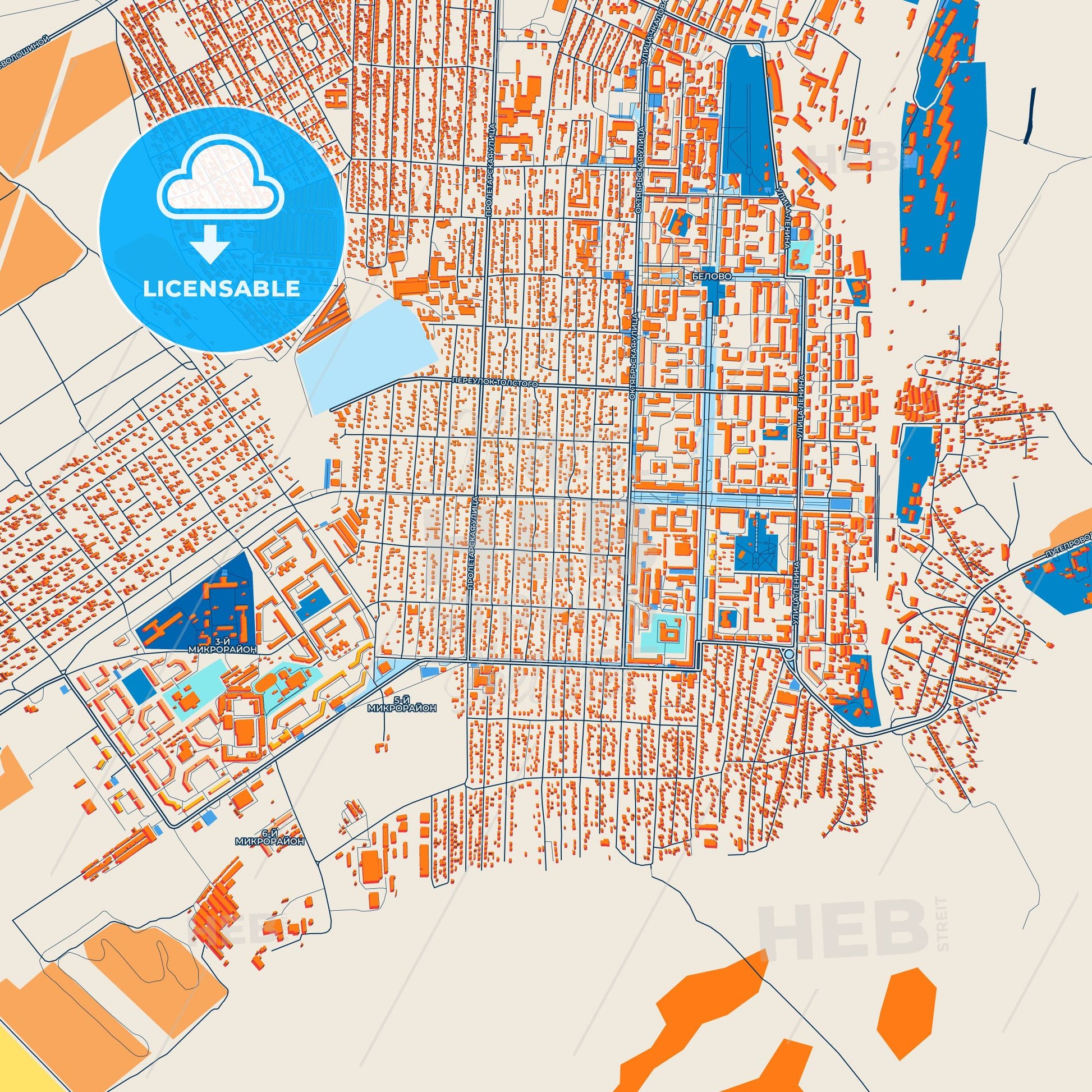 Colorful Belovo Street Map with Labels and Buildings