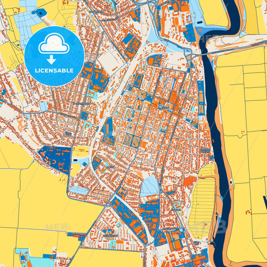 Colorful Bender (Tighina) Street Map with Labels and Buildings
