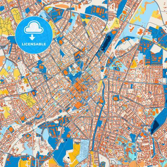 Colorful Bendigo Street Map with Labels and Buildings