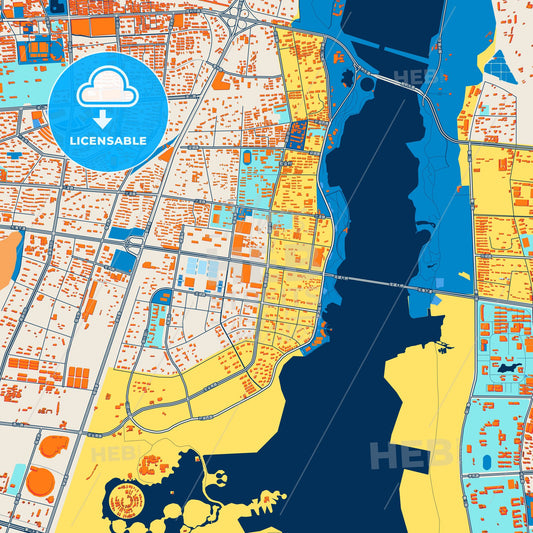 Colorful Bengbu Street Map with Labels and Buildings
