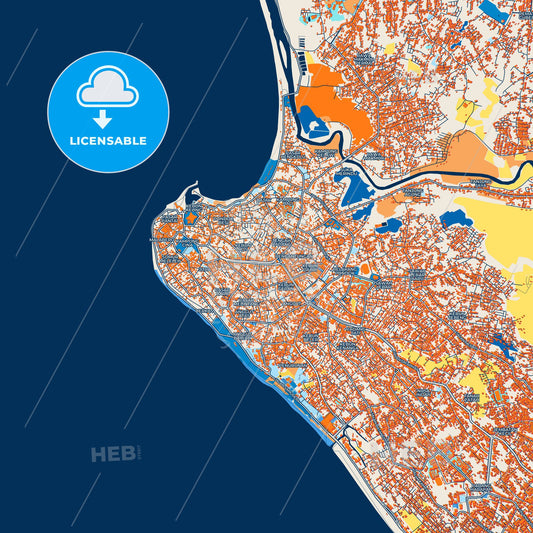 Colorful Bengkulu Street Map with Labels and Buildings