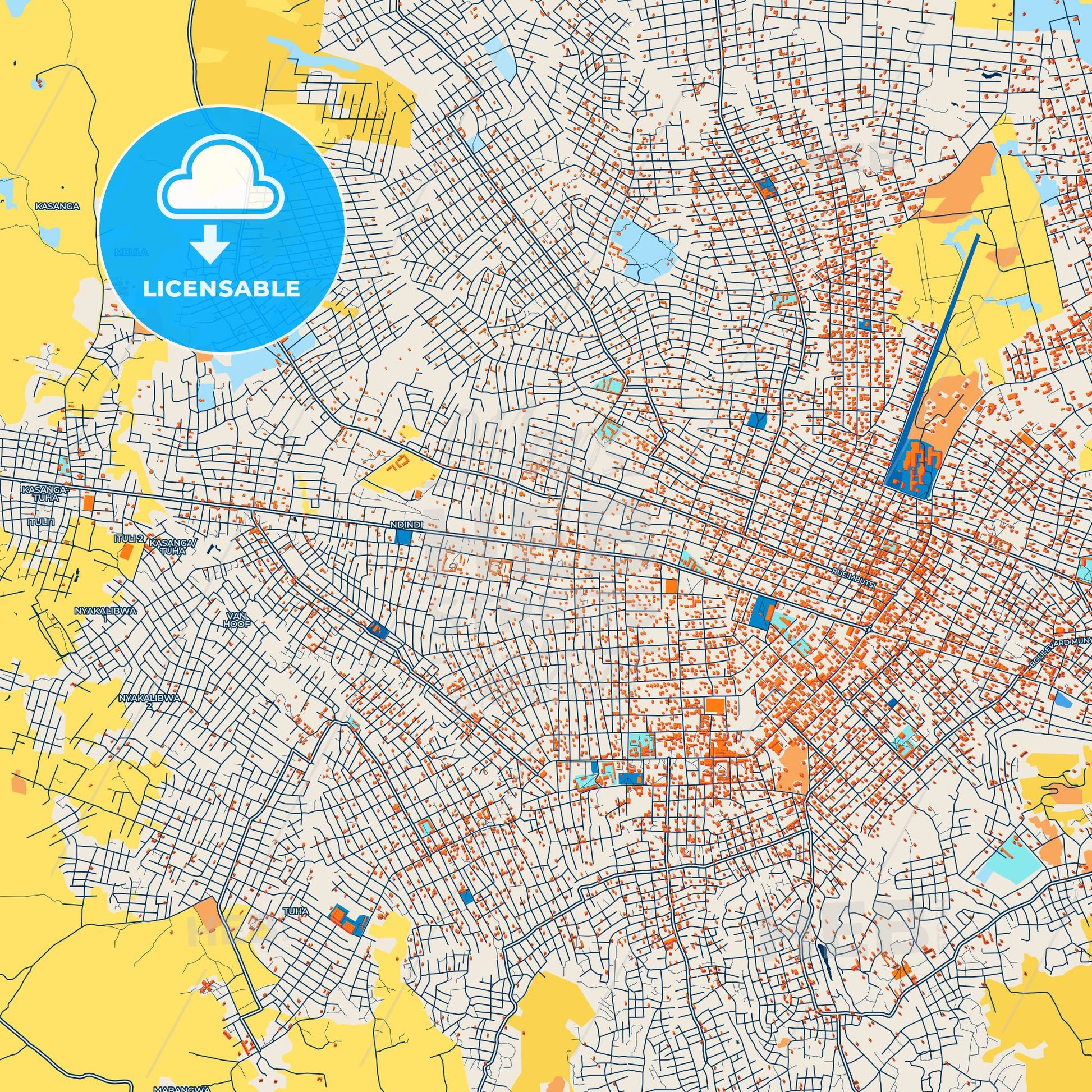 Colorful Beni Street Map with Labels and Buildings