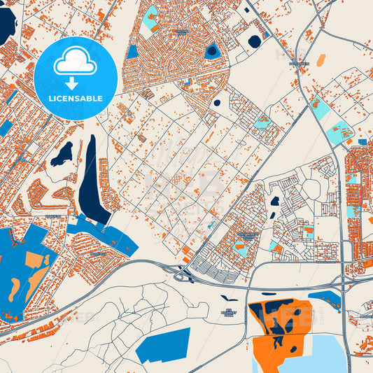 Colorful Benoni Street Map with Labels and Buildings