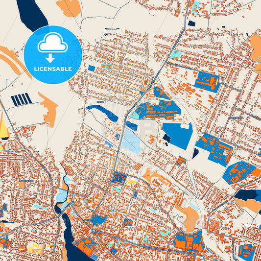 Colorful Berdychiv Street Map with Labels and Buildings
