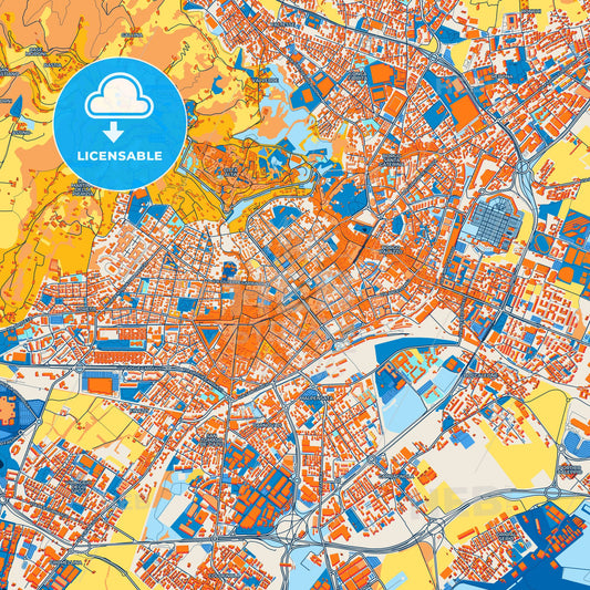 Colorful Bergamo Street Map with Labels and Buildings