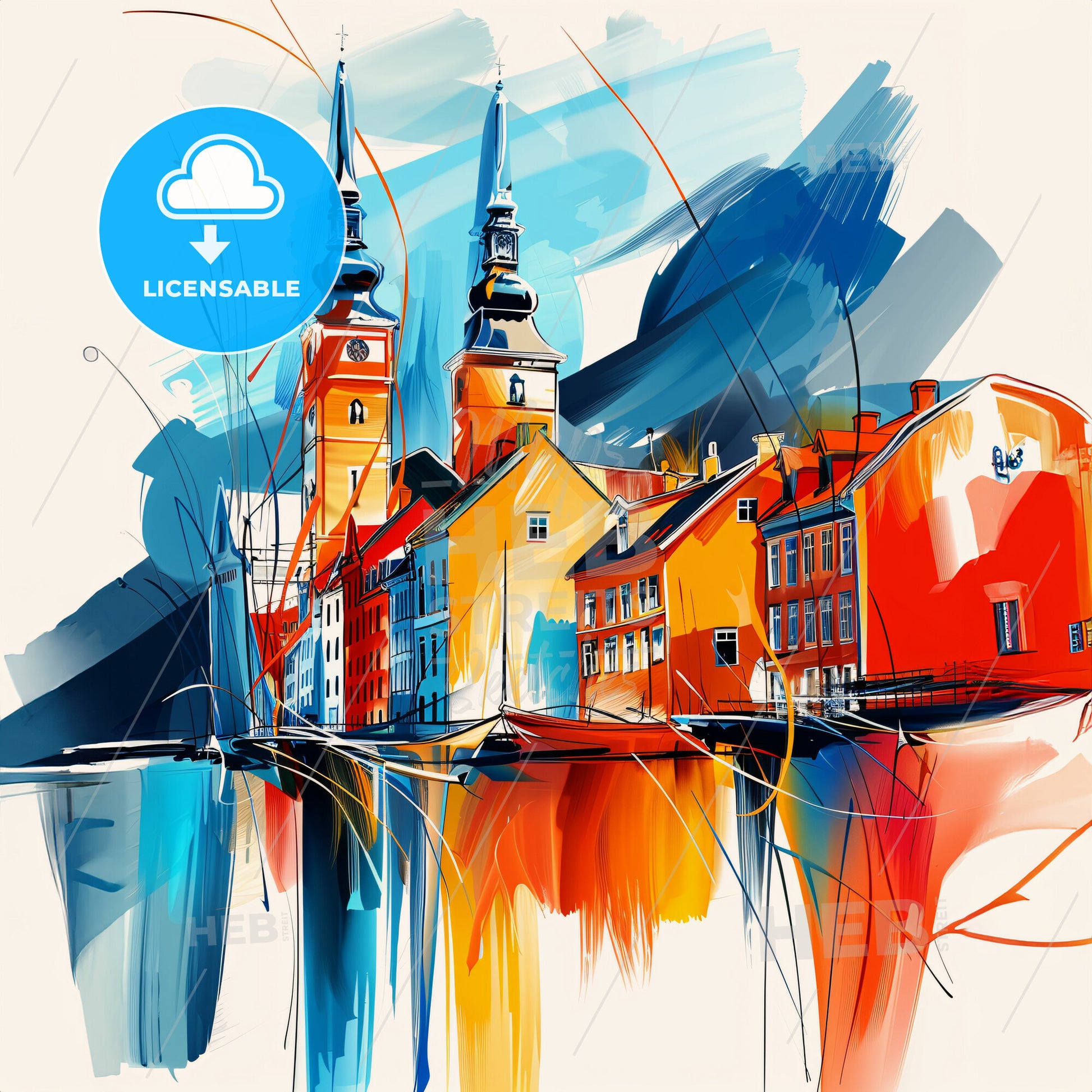 Vibrant Bergen, Norway - A Painting Of A City