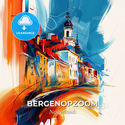 Vibrant Bergenopzoom, Netherlands - A Painting Of A Building - Square format print template