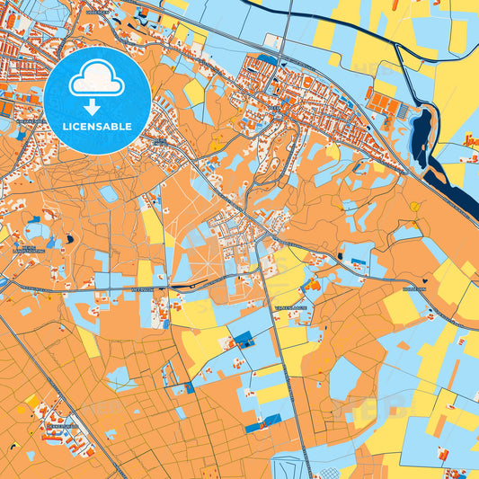 Colorful Berg en Dal Street Map with Labels and Buildings