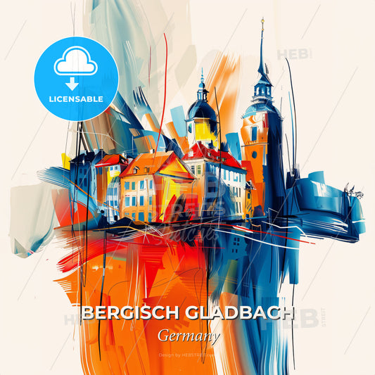 Vibrant Bergisch Gladbach, Germany - A Painting Of A City - Square format print template