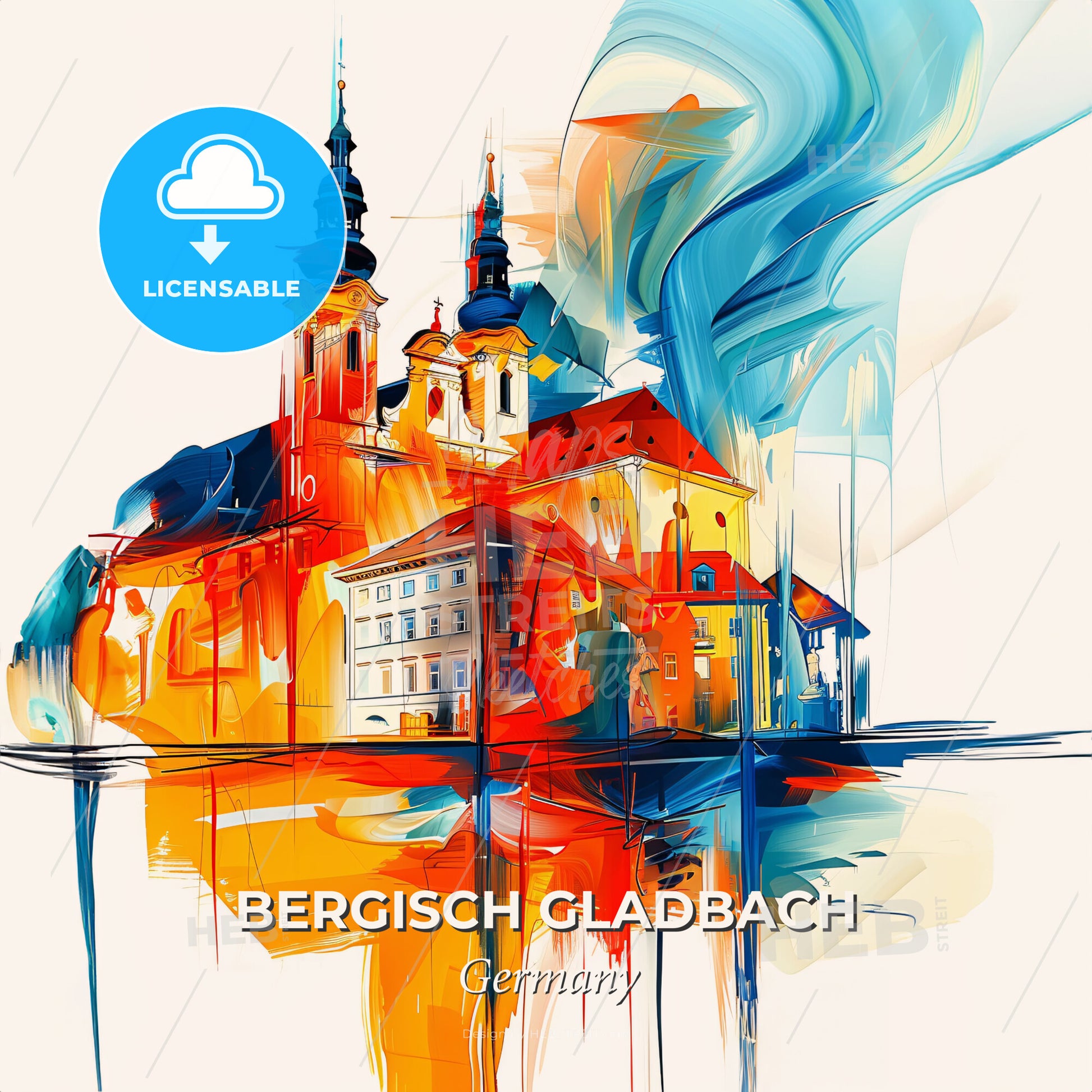 Vibrant Bergisch Gladbach, Germany - A Painting Of A Building - Square format print template