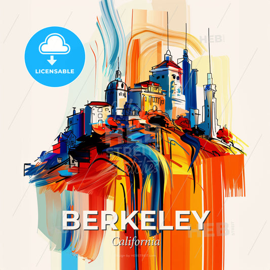 Vibrant Berkeley, California - A Colorful Cityscape With Buildings And Towers - Square format print template