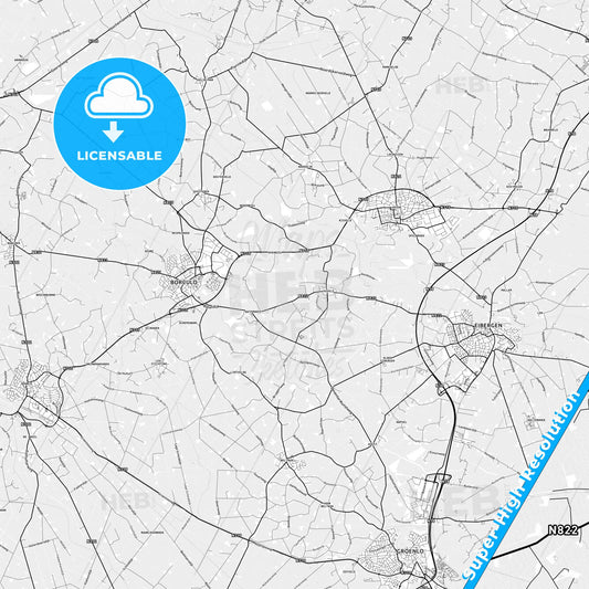 Berkelland, Netherlands light map with streetnames, citynames and districts