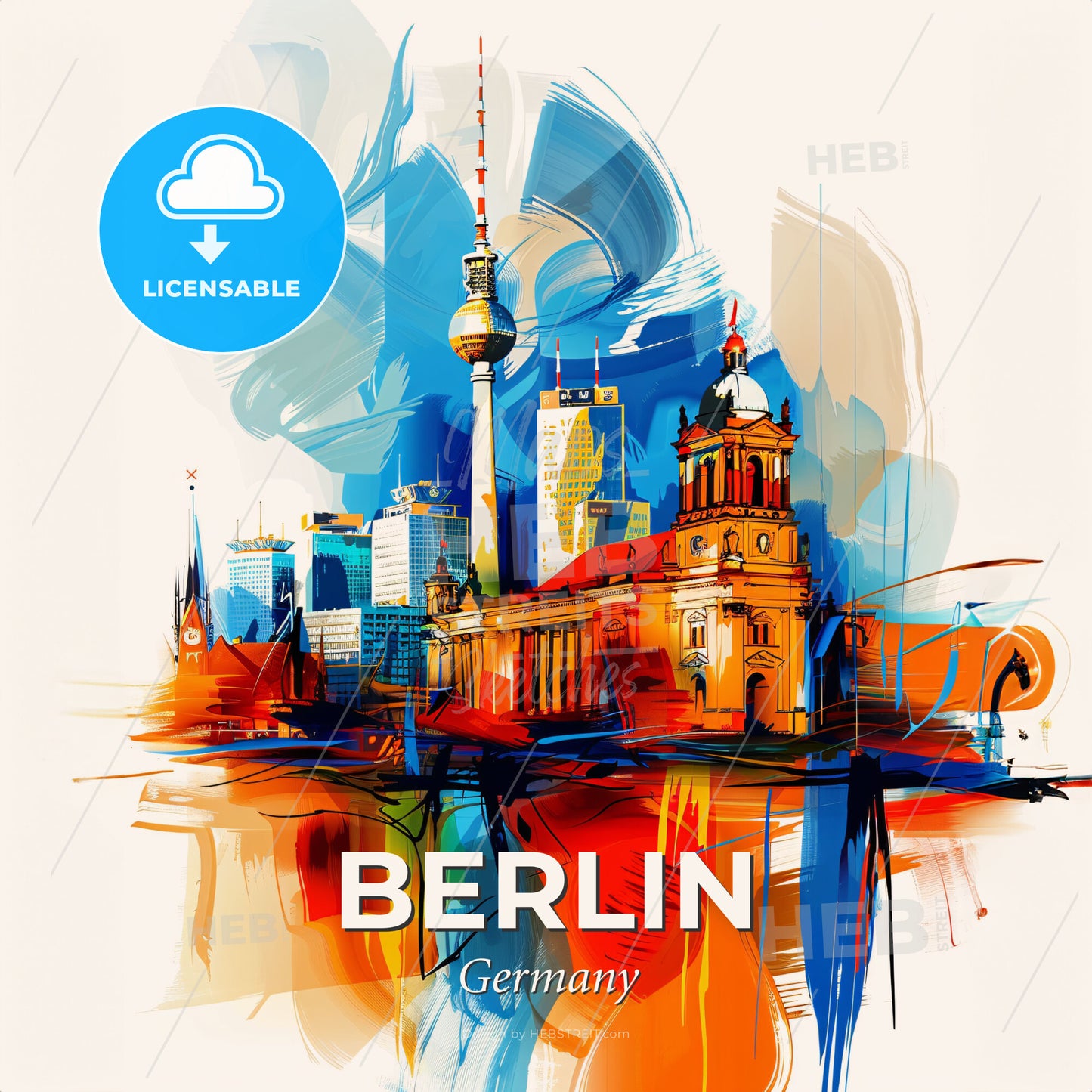 Vibrant Berlin, Germany - A Painting Of A City - Square format print template