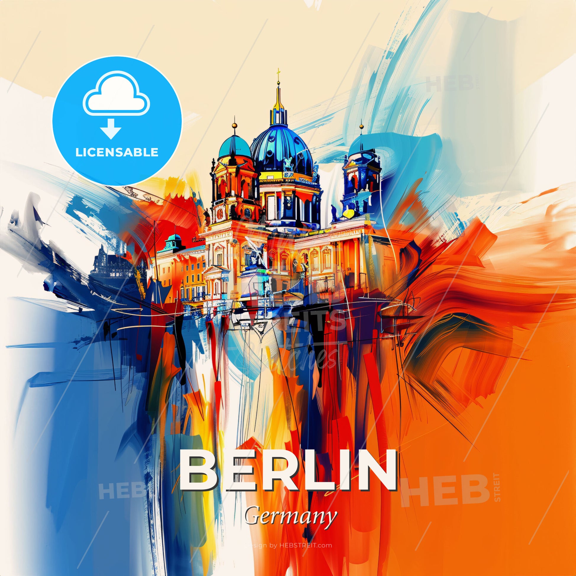 Vibrant Berlin, Germany - A Painting Of A Building - Square format print template