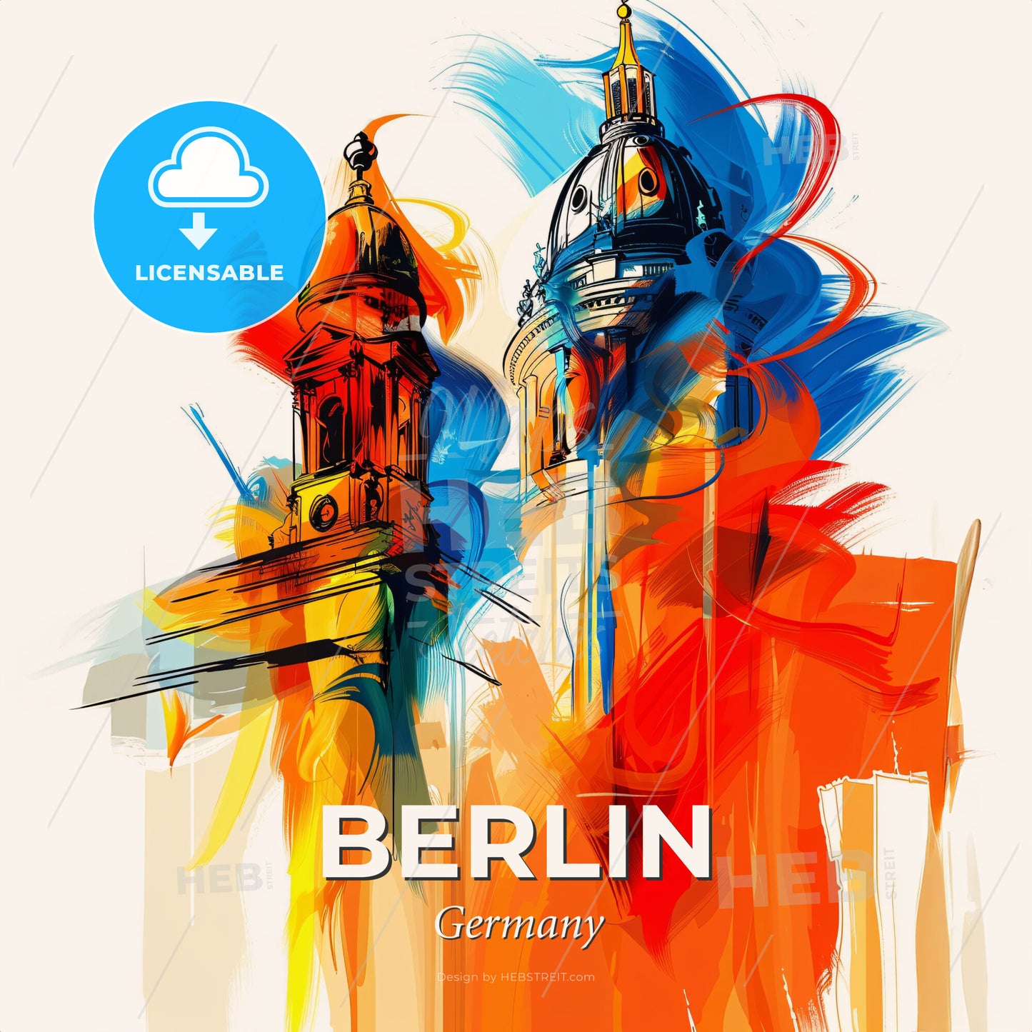 Vibrant Berlin, Germany - A Colorful Painting Of A Building - Square format print template