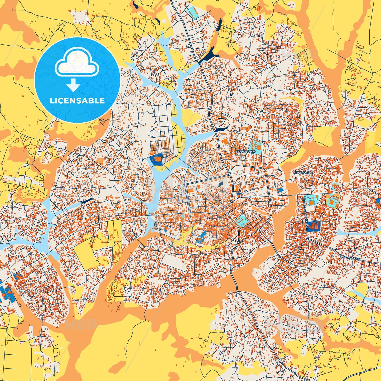 Colorful Bertoua Street Map with Labels and Buildings