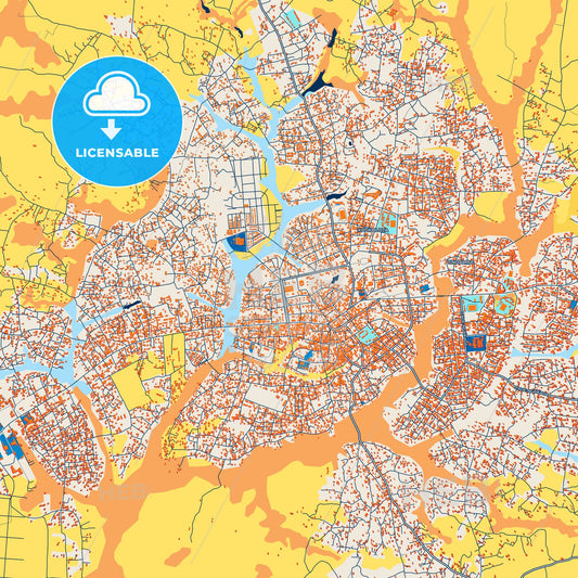 Colorful Bertoua Street Map with Labels and Buildings
