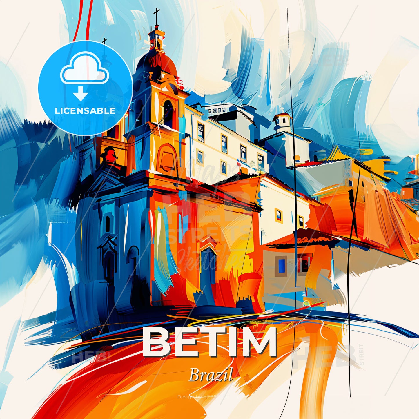 Vibrant Betim, Brazil - A Painting Of A Building - Square format print template