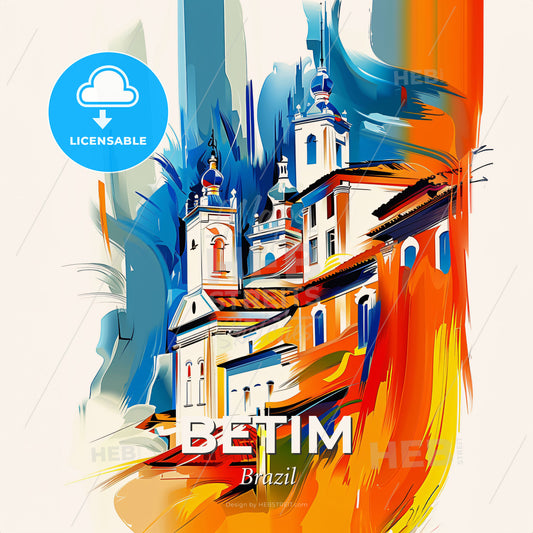 Vibrant Betim, Brazil - A Painting Of A Building - Square format print template