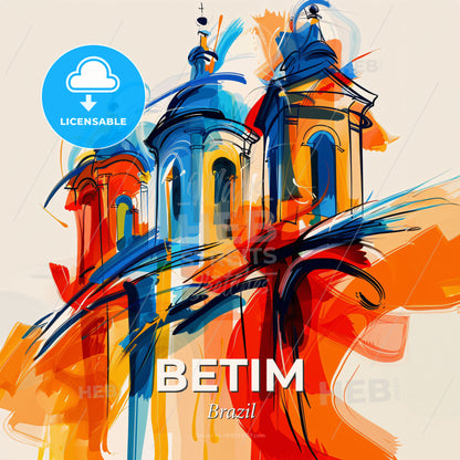 Vibrant Betim, Brazil - A Colorful Painting Of A Building - Square format print template