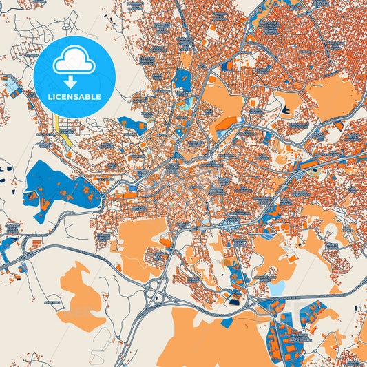 Colorful Betim Street Map with Labels and Buildings