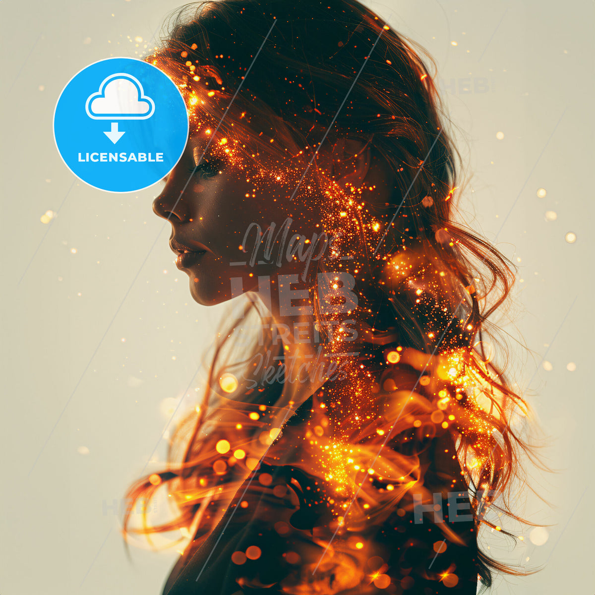 Between the Lines: The Unspoken Truth - A woman with long hair and fire