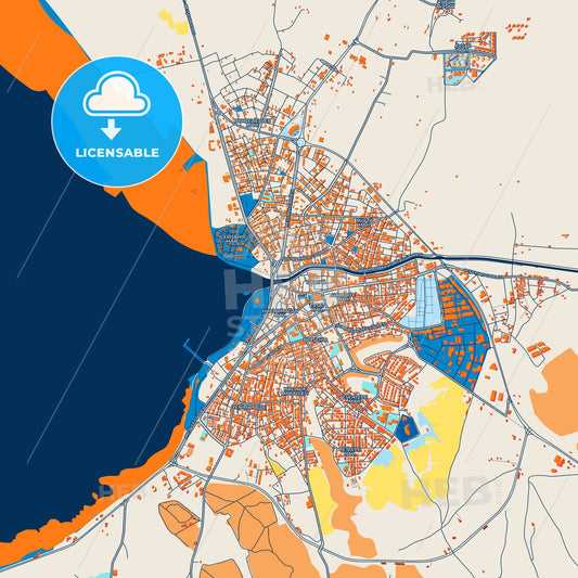 Colorful Beyşehir Street Map with Labels and Buildings