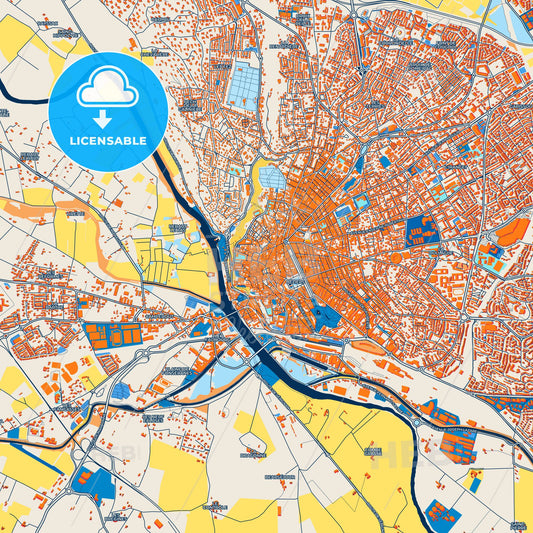 Colorful Béziers Street Map with Labels and Buildings