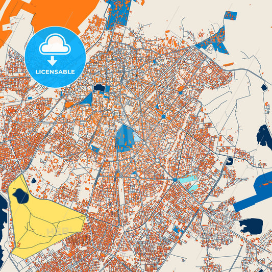 Colorful Bhavnagar Street Map with Labels and Buildings