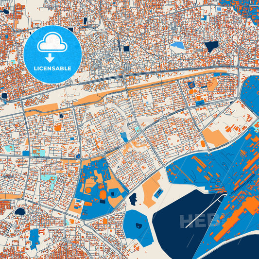 Colorful Bhilai Street Map with Labels and Buildings